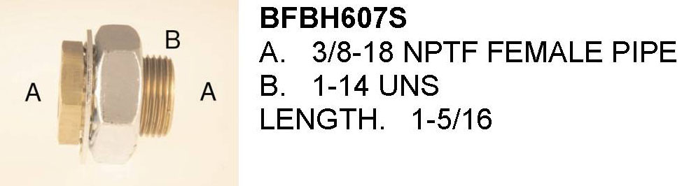 BFBH607S BRASS FITTING - 3/8 X 3/8 X -1-5/16BK/HEAD FITTING