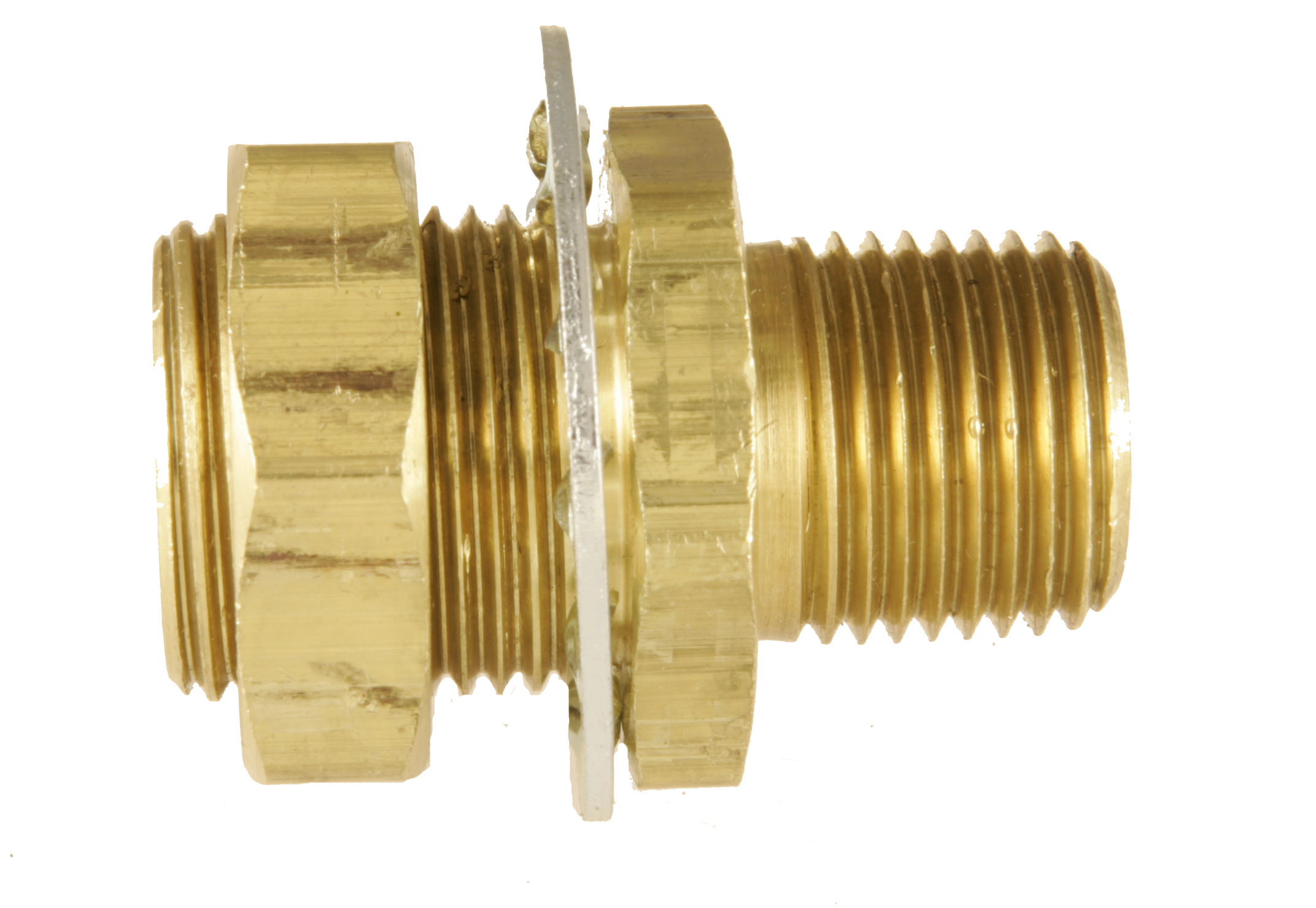 BRASS FITTING - 1/2 X 1/4 X 1-11/16 FR NIP BULKHEAD