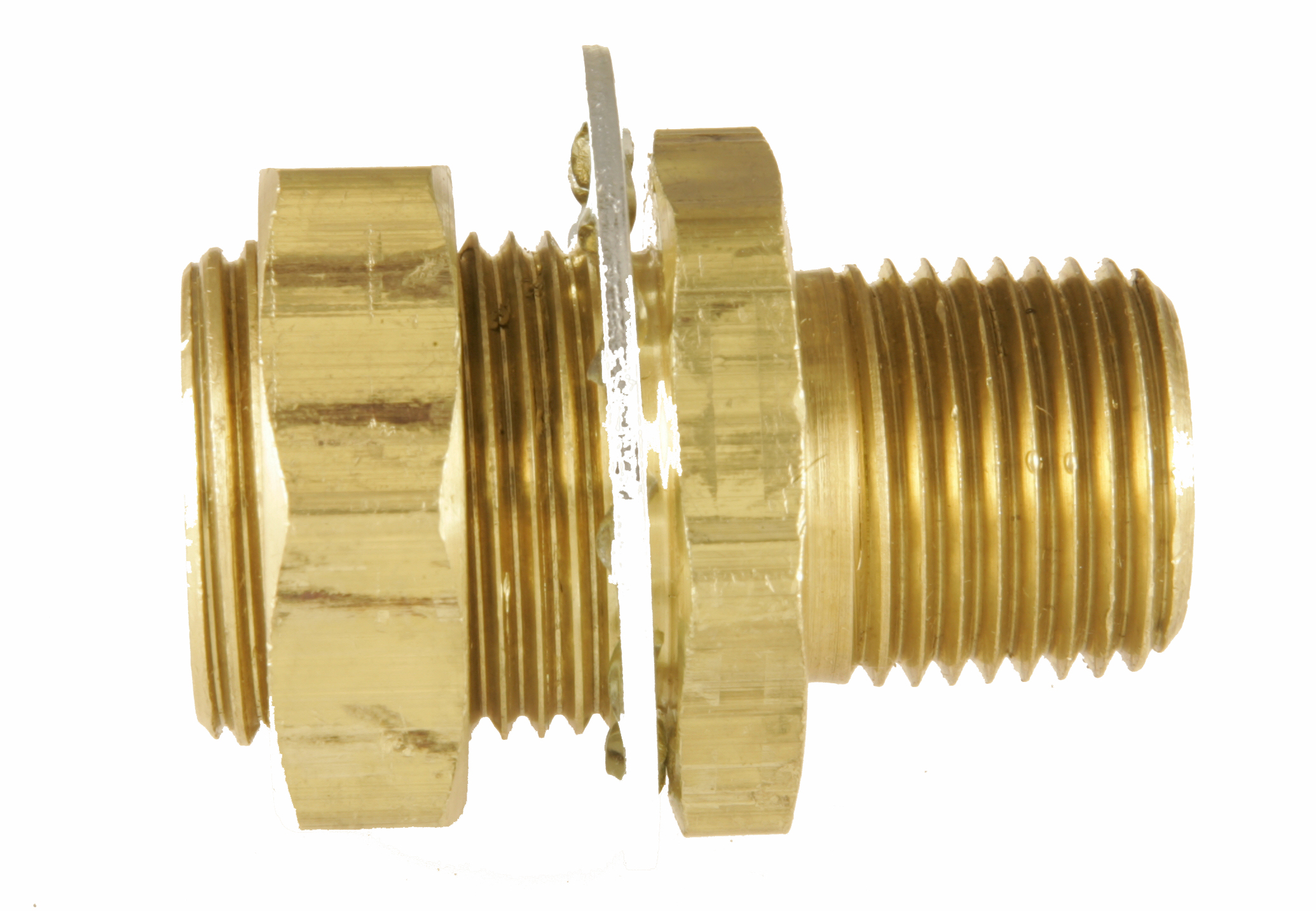 BRASS FITTING - 1/2NPTM X 1/4NPTF X 3/4-16 X 2-5/32 LONG BULK HEAD FITTING
