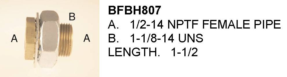BFBH807 BRASS FITTING - 1/2 X 1/2 BULK HEAD FITTINGS