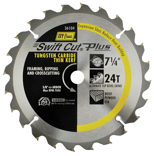 SAW BLADE SILVER 24 TOOTH ROUND ARBOR