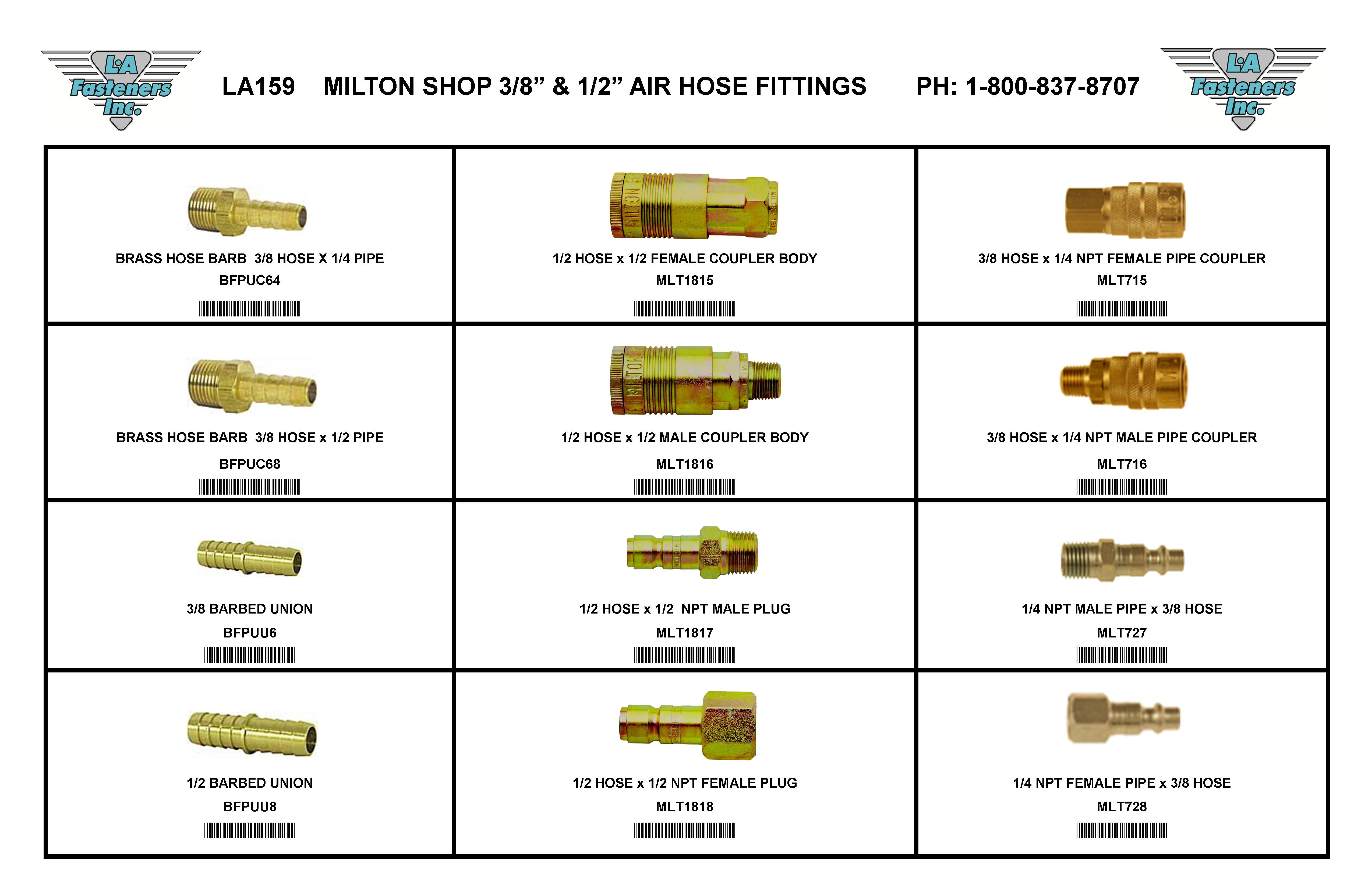 ASSORTMENTS-MILTON SHOP 3/8 &amp; 1/2 AIR HOSE FITTINGS