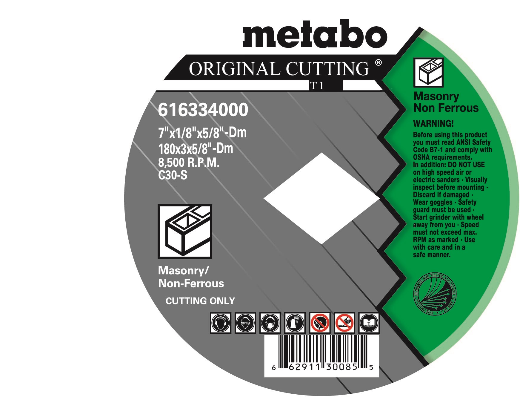 CUT-OFF WHEEL 7 X 5/8 UNIVERSAL ARBOR-ALUINUM