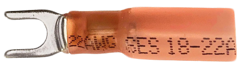 WIRE TERMINALS - 22-18 FORK #8 HEAT SHRINK